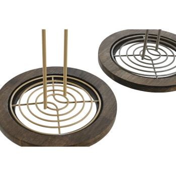 Virtuvės popieriaus laikiklis Home ESPRIT Rusvai gelsva Pilka Metalinis Kaučiukmedžio mediena 15 x 15 x 31 cm (2 vnt.)