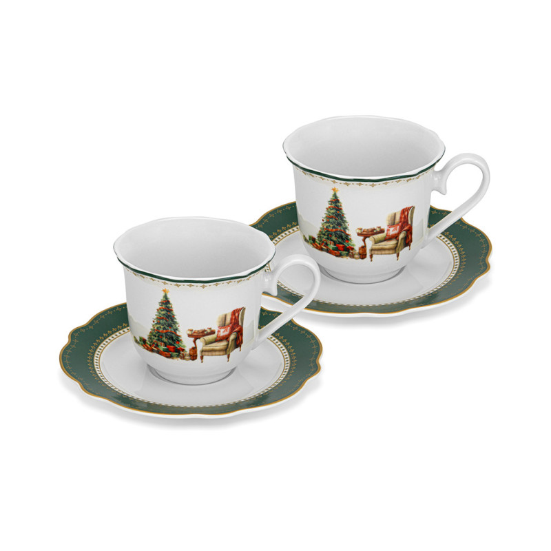 Set of 2 cups CHRISTMAS EVE 250 ml with saucers (new bone china)