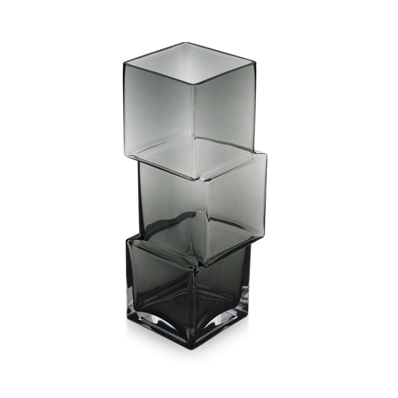 Vase H 27 cm Smoky squares (glass)