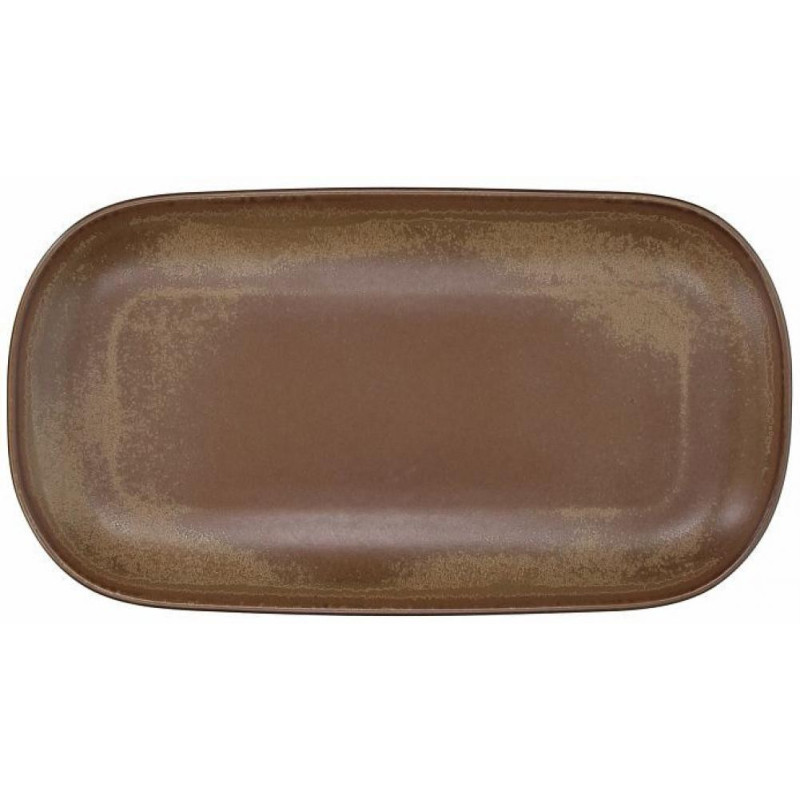 TERRACOTTA BROWN OVĀLS PLATE  33X18CM, PORCELĀNS, Tognana