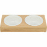 Dog Feeder Trixie White Natural Ceramic Bamboo d 12 cm 2 x 250 ml 30 × 5 × 14 cm,,,