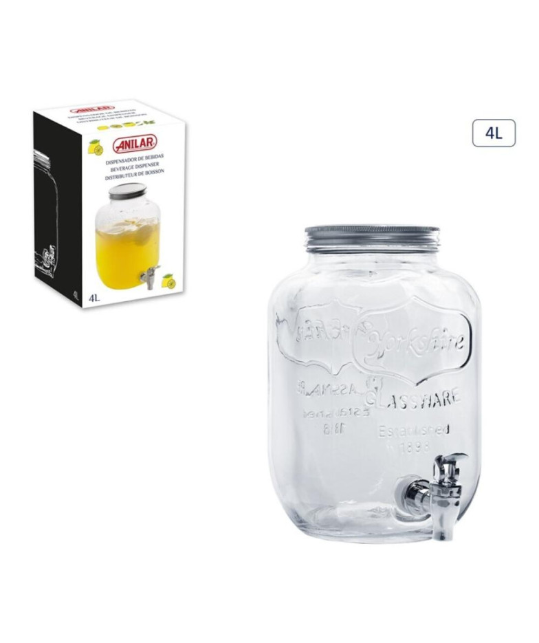 DZĒRIENU ЕМКОСТЬ  4L, AR КРАНОМ , STIKLS, Anitex