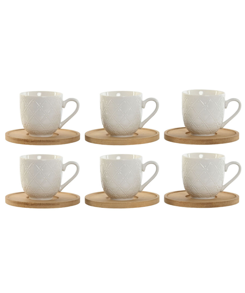 Piece Coffee Cup Set Home ESPRIT White Bamboo Porcelain 90 ml