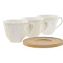 Piece Coffee Cup Set Home ESPRIT White Bamboo Porcelain 90 ml