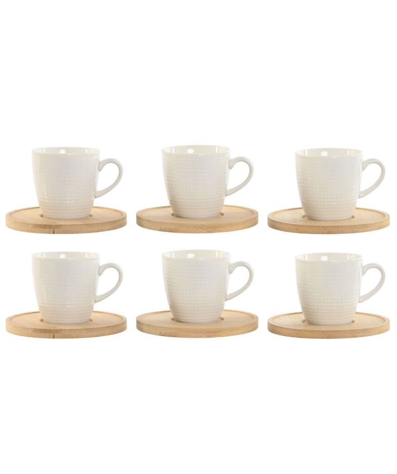 Komplekts ar kafijas tasēm Home ESPRIT Balts Bambuss Porcelāns 90 ml