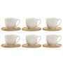 6 krūžu ar šķīvi komplekts Home ESPRIT Balts Bambuss Porcelāns 90 ml