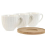 6 krūžu ar šķīvi komplekts Home ESPRIT Balts Bambuss Porcelāns 90 ml