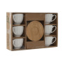 Set of 6 Cups with Plate Home ESPRIT White Bamboo Porcelain 90 ml