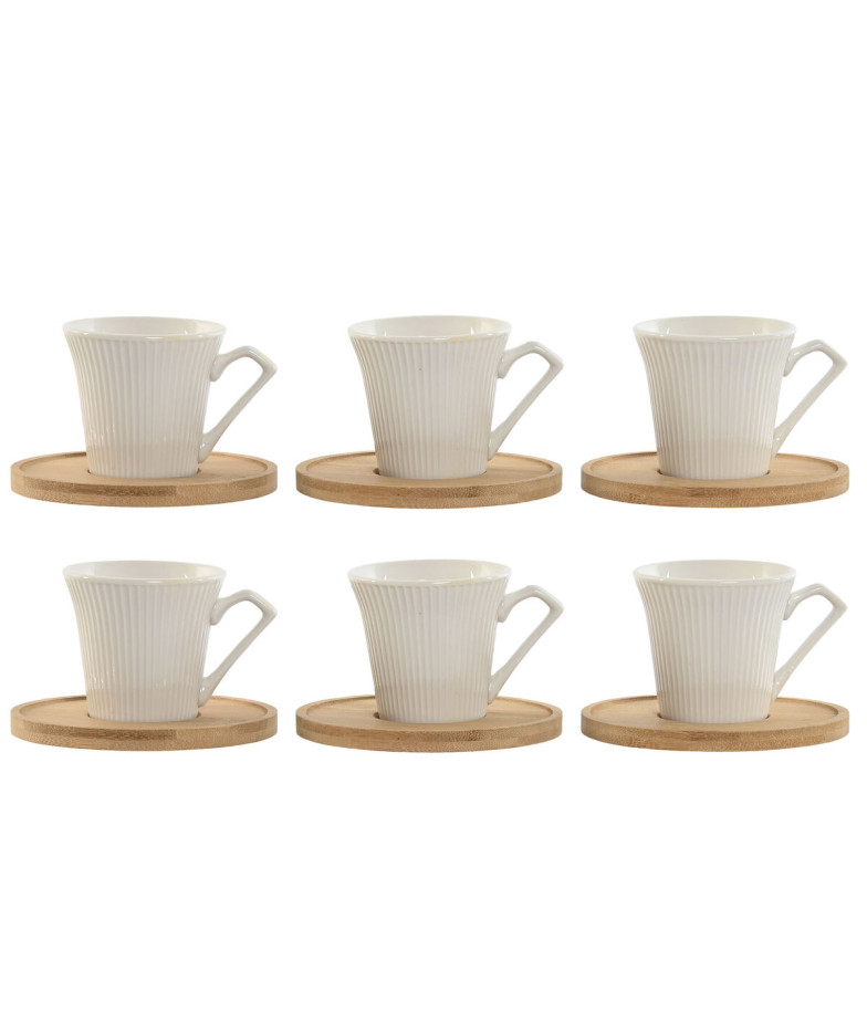 Набор из 6 чашек с блюдом Home ESPRIT Белый Бамбук Фарфор 90 ml