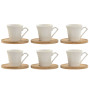 6 krūžu ar šķīvi komplekts Home ESPRIT Balts Bambuss Porcelāns 90 ml