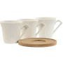 Set of 6 Cups with Plate Home ESPRIT White Bamboo Porcelain 90 ml