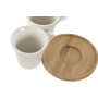 6 krūžu ar šķīvi komplekts Home ESPRIT Balts Bambuss Porcelāns 90 ml