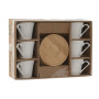 Set of 6 Cups with Plate Home ESPRIT White Bamboo Porcelain 90 ml