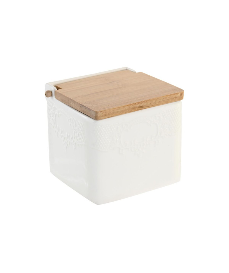 Солонка с крышкой DKD Home Decor 10,5 x 9 x 9 cm Натуральный Фарфор Белый,,,,