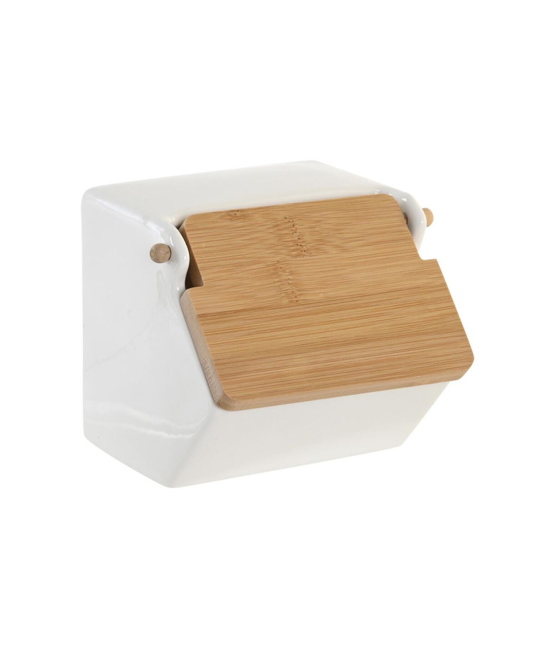 Sālstrauciņš ar Vāku DKD Home Decor 12,5 x 14 x 12 cm Dabisks Porcelāns Balts