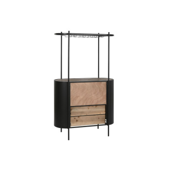 Butelių laikiklis Home ESPRIT Juoda Natūralus Metalinis Eglė 90 x 36 x 150 cm