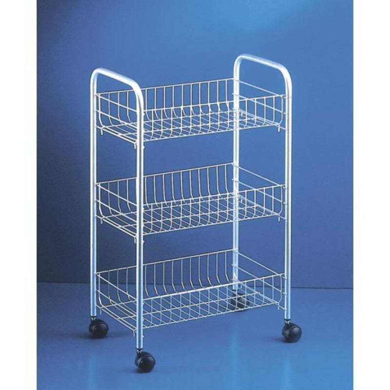 LUGANO PLAUKTS UZ RITEŅIEM 41X26X64 CM 3-STĀVU, POLYTHERM PĀRKL., Metaltex