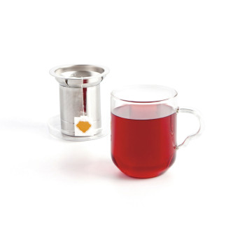 Tasīte ar Tējas Filtru Quid Serenia Caurspīdīgs Stikls Nerūsējošais tērauds 350 ml (12 gb.)