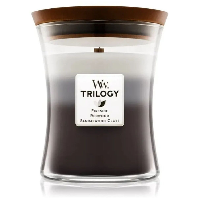 Aromātiska svece Woodwick Trilogy Medium Warm Woods,,,