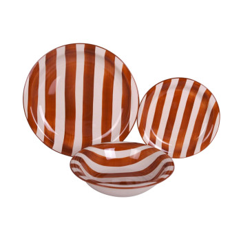 Māla trauki Home ESPRIT Dzeltens Zils Sarkans Keramika Strīpas Vidusjūra 27,5 x 27,5 x 2,8 cm 18 Daudzums