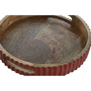 Padėklas Home ESPRIT Geltona Žalia Koralas Mango mediena 30 x 30 x 5 cm (3 vnt.)