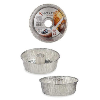 Küpsetusvormide komplekt Kinvara 30286C Hõbedane Alumiinium 19,5 x 19,5 x 6 cm 4 Tükid, osad (12 Ühikut)