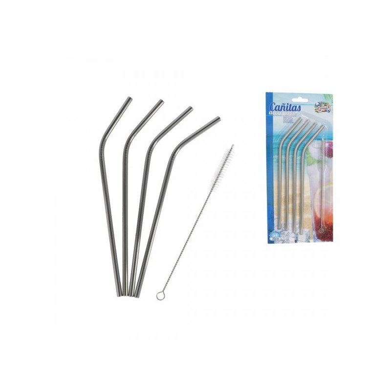 Соломки metāls. 20cm 4шт lenkti su ершиком