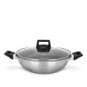 Wok STEEL PRO 28x8.5 cm / 3.54 LTR cm with non-stick coating and glass lid (stainless steel)