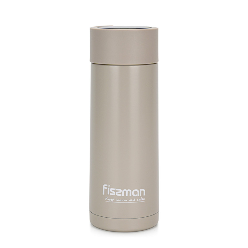 Double wall vacuum flask 390 ml beige (stainless steel), art. 9868