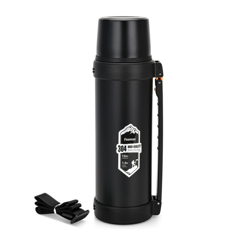 Double wall vacuum flask 1500 ml black (stainless steel), art. 9869