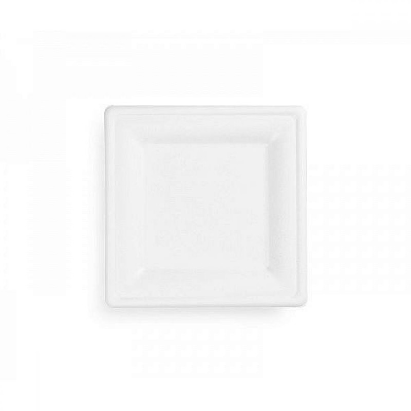 ТАРЕЛКИ  20X20CM 50GB, KVADRĀTVEIDA, BALTI, PĀRSTRĀDĀTA CUKURNIEDRU ŠĶIEDRA 0.8KG/IEP, Mixpack