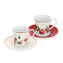 Set of 2 cups CHRISTMAS BALLS 90 ml with saucers (new bone china)