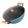 Wok SEAGREEN 28x8 cm / 4 LTR with glass lid (enamelled lightweight cast iron with non-stick coating)