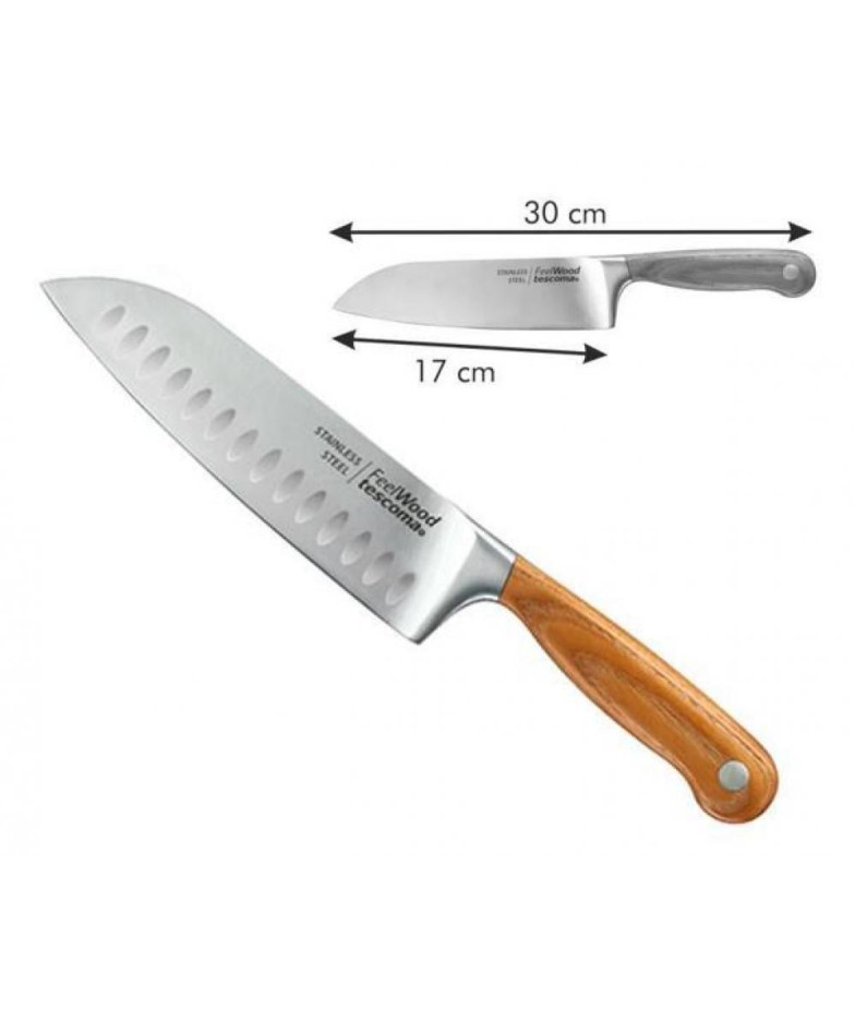 FEELWOOD SANTOKU KNIFE  17CM, NER.TĒR./WOOD  , Tescoma