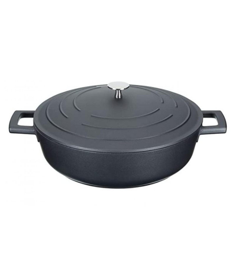 MASTERCLASS ZEMAIS KATLS AR VĀKU 4L, 26CM MELNS, LIETAIS ALUMĪNIJS, Masterclass