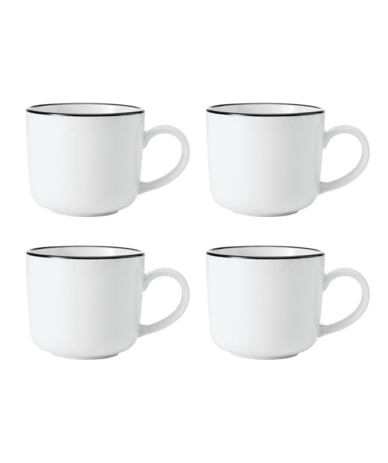 MIKASA LIMESTONE KRŪZES 360ML 4PC., WHITE AR MELNU MALU, PORCELĀNS, Mikasa