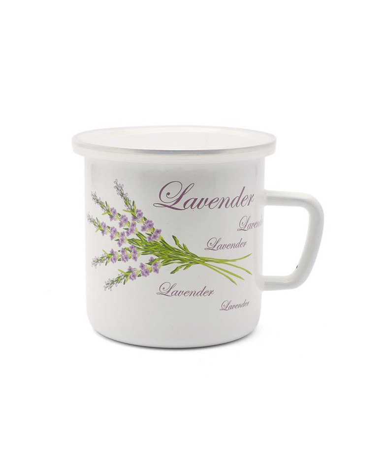 Puodukas emal. su plast. dangteliu 1.0L LEVANDA