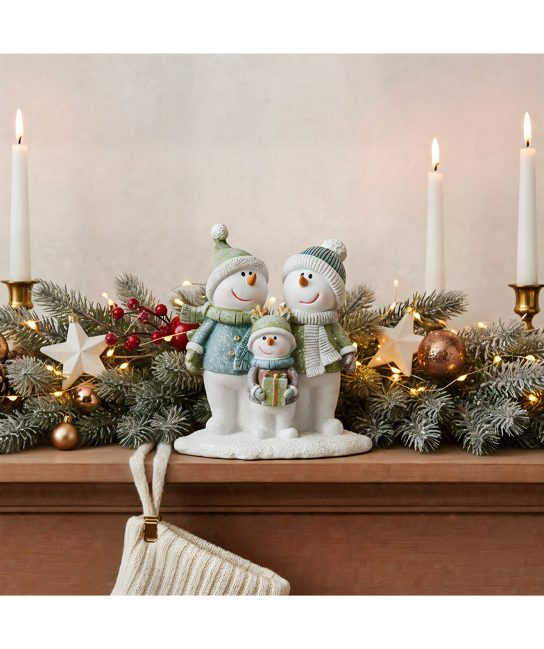 Figurine "Snowmen are visiting" 10х6х11 cm (polyresin)