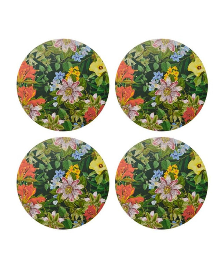 Creative Tops Floral Placemat Set of 4, 29 cm Diameter, Spring Flower Motif, MDF/Frame