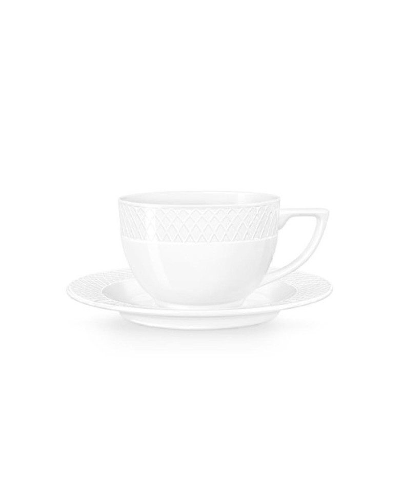 NEW DIAMOND JULIA TASE 240ML, AR APAKŠTASI, BALTA, PORCELĀNS, Wilmax