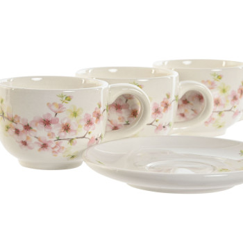 Komplekts ar kafijas tasēm Home ESPRIT Dzeltens Balts Rozā Ceriņš Metāls Dolomite 180 ml