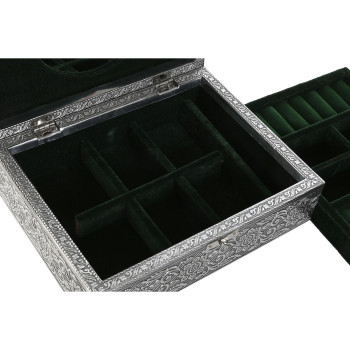 Dėžutė Home ESPRIT Žalia Sidabras Medžio Aliuminis 22,5 x 17,5 x 7,6 cm,,,