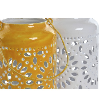 Svijećnjak Home ESPRIT Kollane Valge Raud 15 x 15 x 26 cm (2 Ühikut),,,