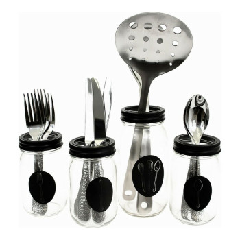Stalo įrankių dėklas Vivalto Juoda Skaidrus Metalinis stiklas 9 x 9 x 17 cm,,,
