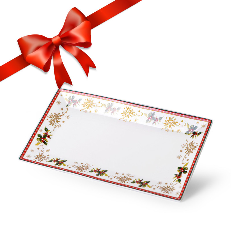 Taisnstūrformas šķīvis CHRISTMAS 25,5x14 cm (porcelāns)