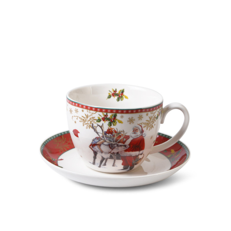 Tējas tase ar apakštasīti CHRISTMAS 400 ml (porcelāns)