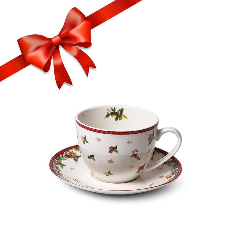 Tējas tase ar apakštasīti NEW YEAR 260 ml (porcelāns)