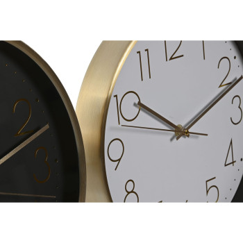 Wall Clock Home ESPRIT White Black Aluminium 30 x 4,3 x 30 cm (2 Units),,,