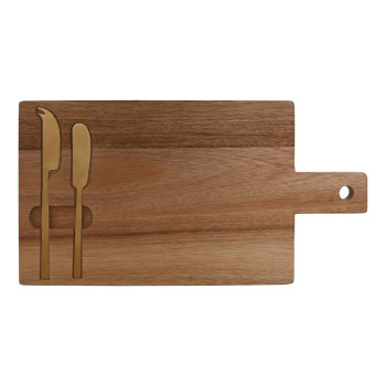 Sūrio lenta Home ESPRIT Nerūdijantis plienas Akacija 38 x 20 x 1,5 cm (3 Dalys)