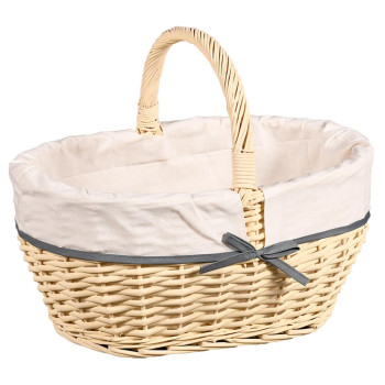 Shopping basket willow with textile lining 45x34 h37cm